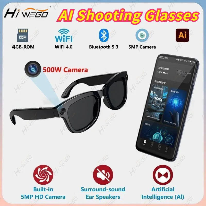 2025 Fashion with 4K Camera Take Pictures Video 230mah ChatGPT Bluetooth Phone Calls Music Smart AI Glasses