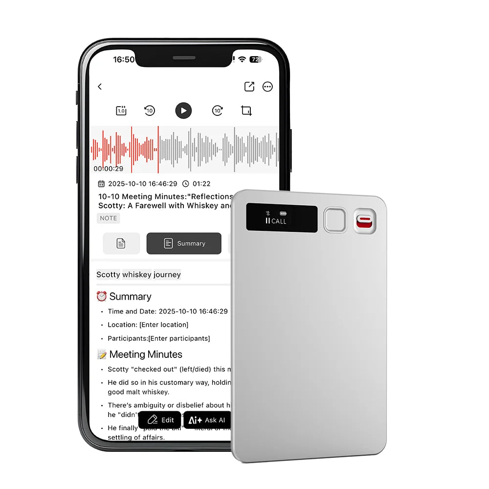 NEWYES AI Voice Recorders Mini Audio Recorder Phone Call App Control Smart Voice Recorder for Lecture Meetings