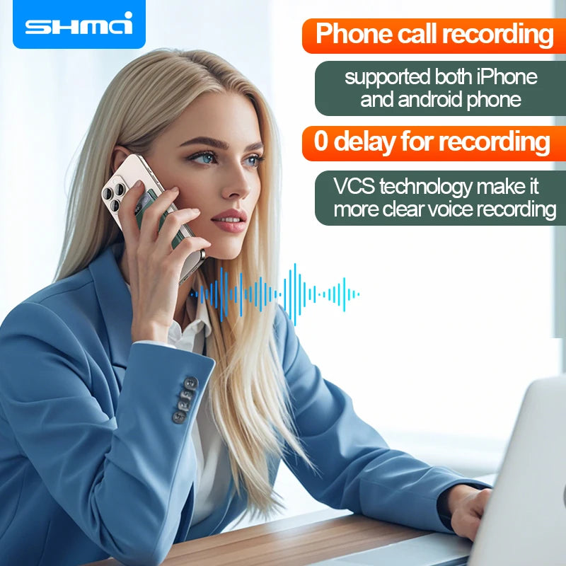 AI Voice Recorder w/Case blue tooth WIFI App Control Transcribe & Summarize 200 Languages Audio Recorder for phone Call