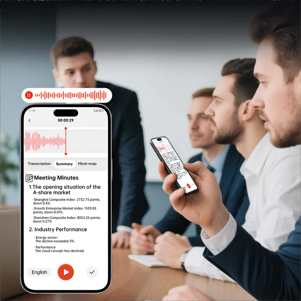 AI Voice Recorder ChatGPT Note-Taking Mind Map Summary Instant MP3 Button & WAV Recording