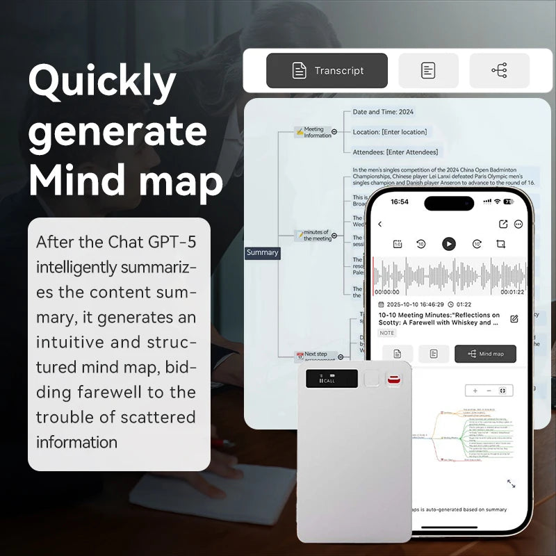 NEWYES AI Voice Recorders Mini Audio Recorder Phone Call App Control Smart Voice Recorder for Lecture Meetings