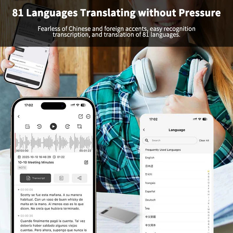 NEWYES AI Voice Recorders Mini Audio Recorder Phone Call App Control Smart Voice Recorder for Lecture Meetings